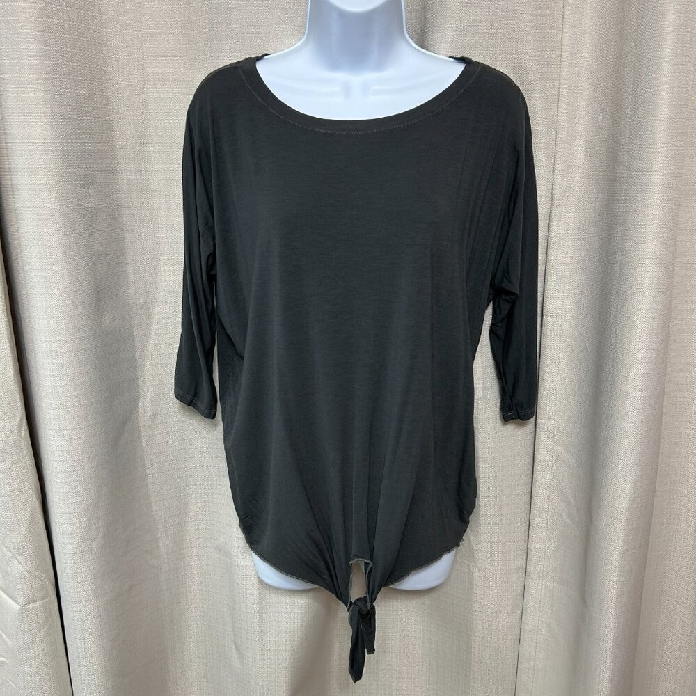 Michael Stars 3/4 Sleeve Pullover Top Women's Size OS One Size Gray Tie Bottom